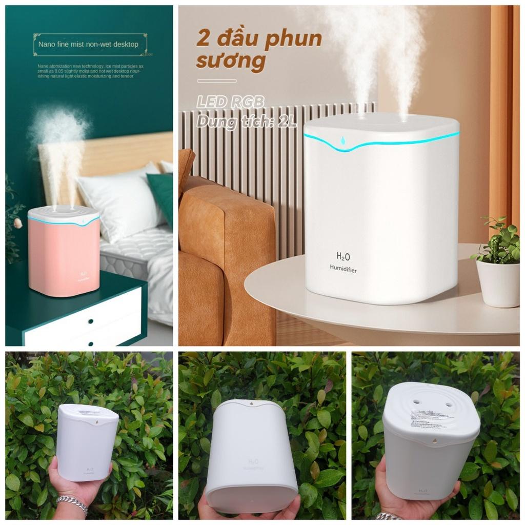 Máy phun sương tạo ẩm siêu mịn xông tinh dầu H2O, dung tích 2L bản đặc biệt, tạo độ ẩm phòng điều hòa loại tốt