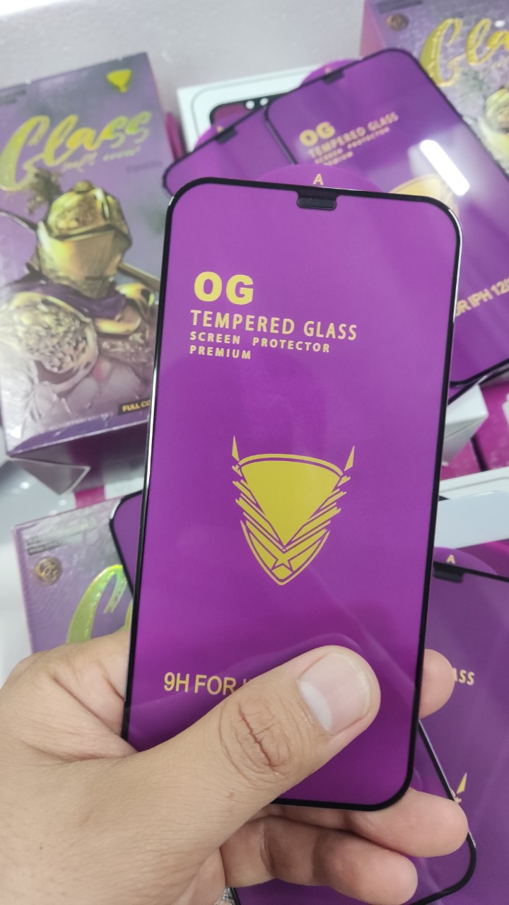 Kính cường lực siêu bền OG tím có màn ngăn bụi trên loa giành cho điện thoại iphone X/ XS/ 11 pro/ 11 promax