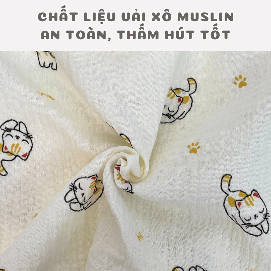 Gối Đầu Cho Bé Sơ Sinh BAFABY Vải Xô Muslin An Toàn Thấm Hút Tốt Họa Tiết Động Vật Đáng Yêu 348