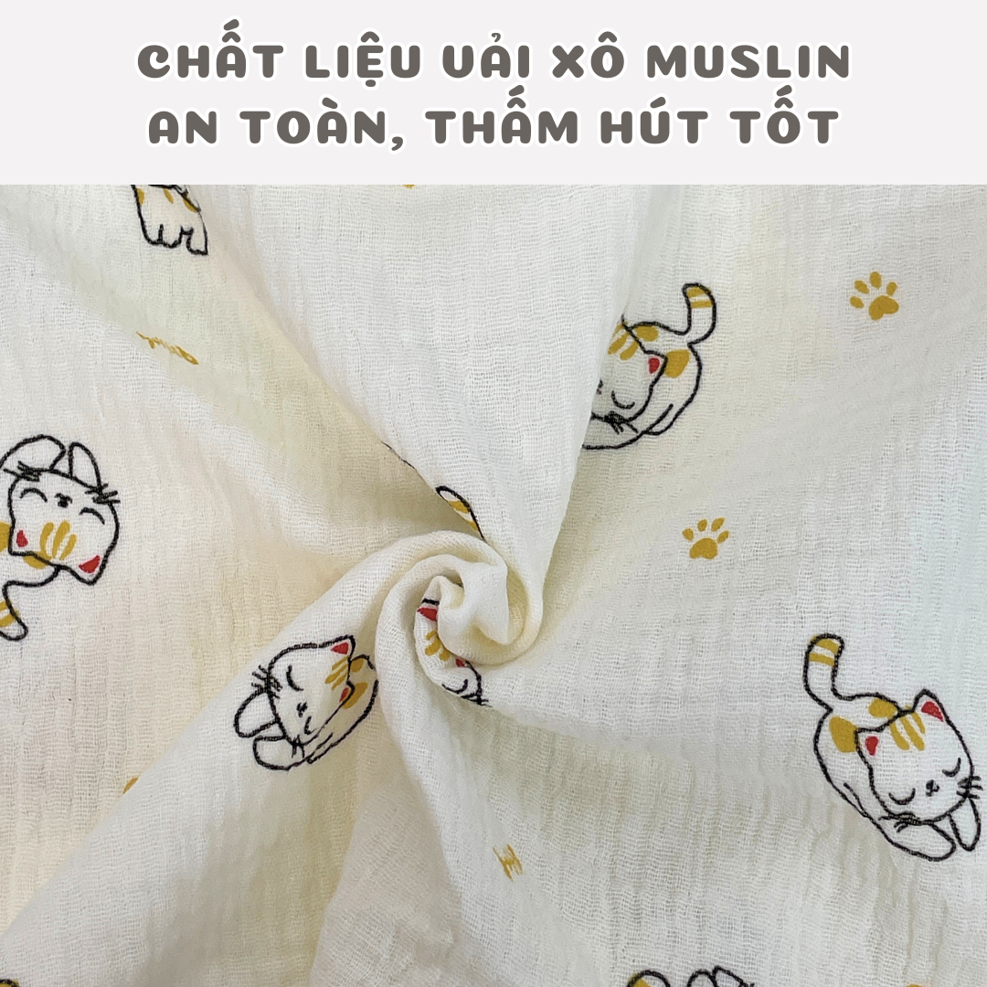 Gối Đầu Cho Bé Sơ Sinh BAFABY Vải Xô Muslin An Toàn Thấm Hút Tốt Họa Tiết Động Vật Đáng Yêu 348