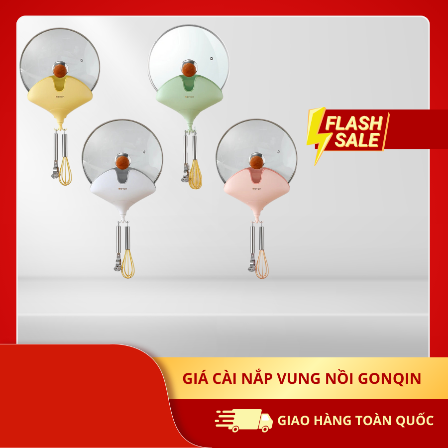 Giá Cài Nắp Vung Nồi GonQin - Kệ treo thớt, đồ nhà bếp dán tường cao cấp GQ220101