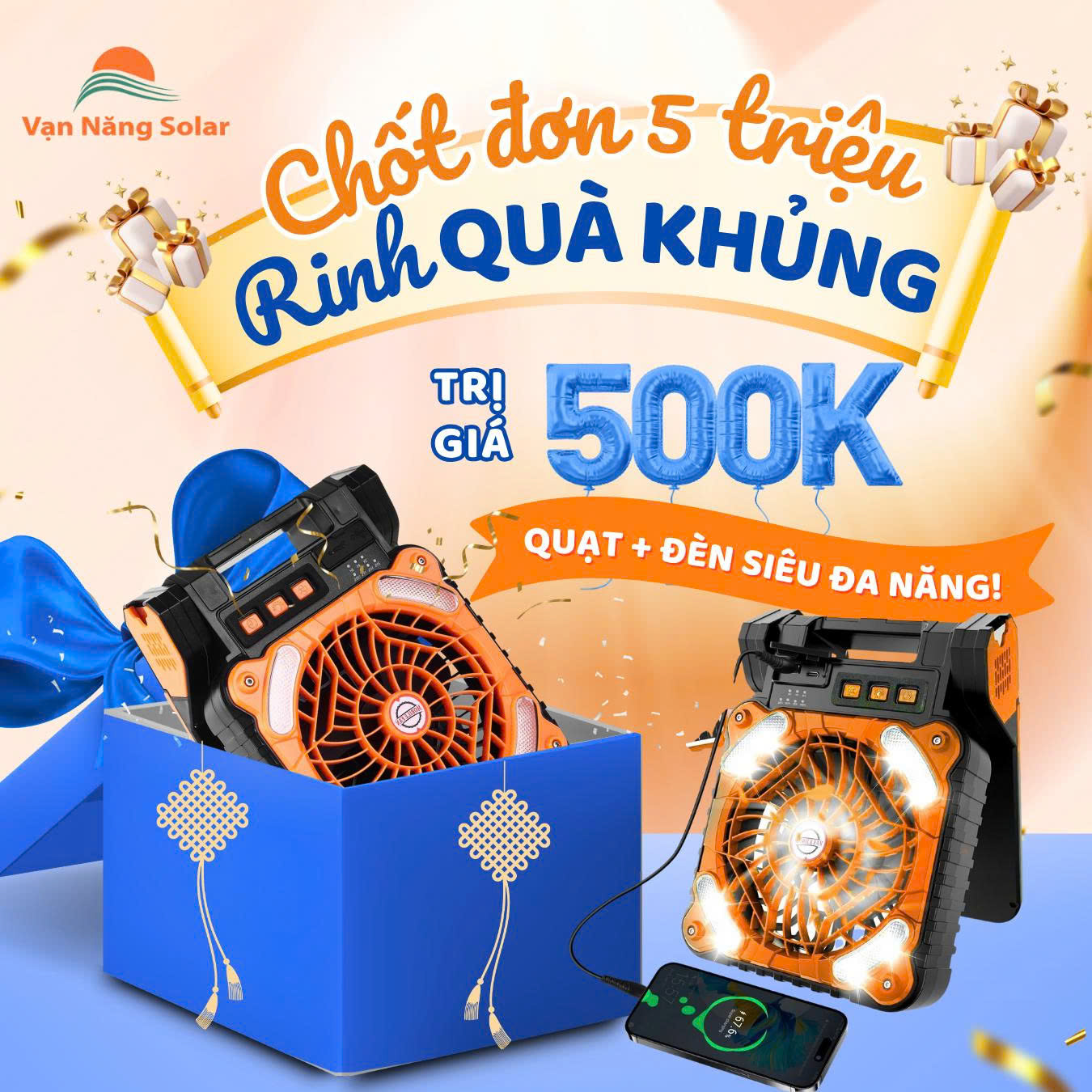 Đèn Pha Năng Lượng Mặt Trời 1000w ( hạt led 5054 )