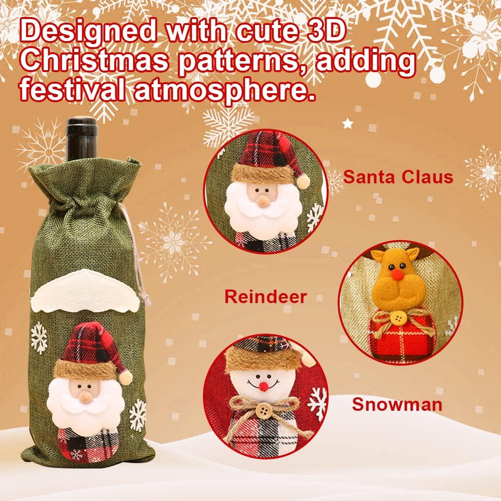 6pcs rượu vang Giáng sinh Chai rượu túi rượu túi rượu túi flasche với túi Giáng sinh túi quà tặng túi quà tặng cho chai ngọt ngào