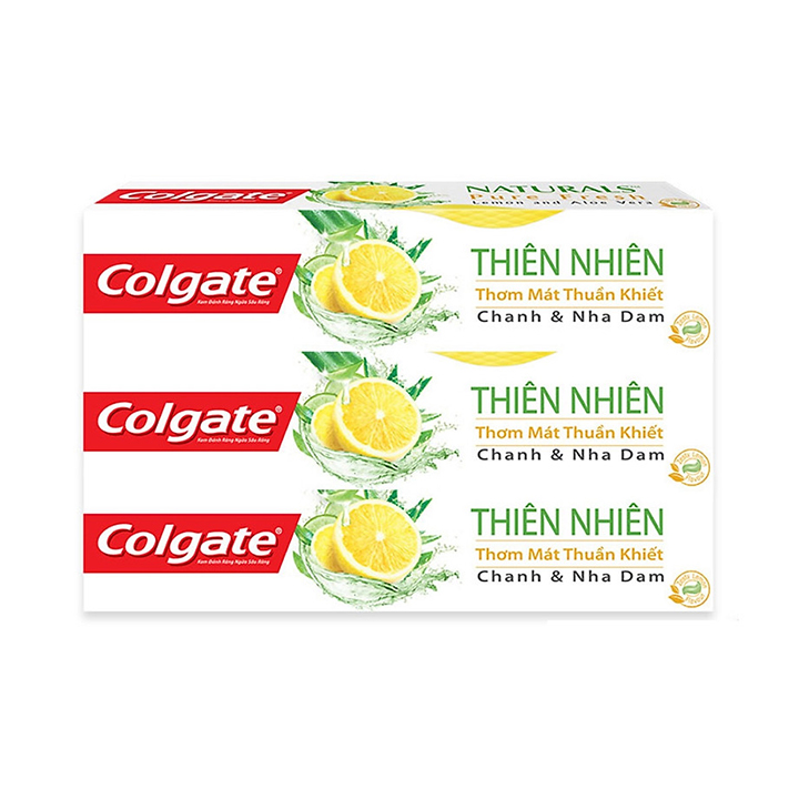 Bộ 3 Kem đánh răng Colgate thiên nhiên thơm mát thuần khiết từ Chanh &amp; Nha Đam 180g