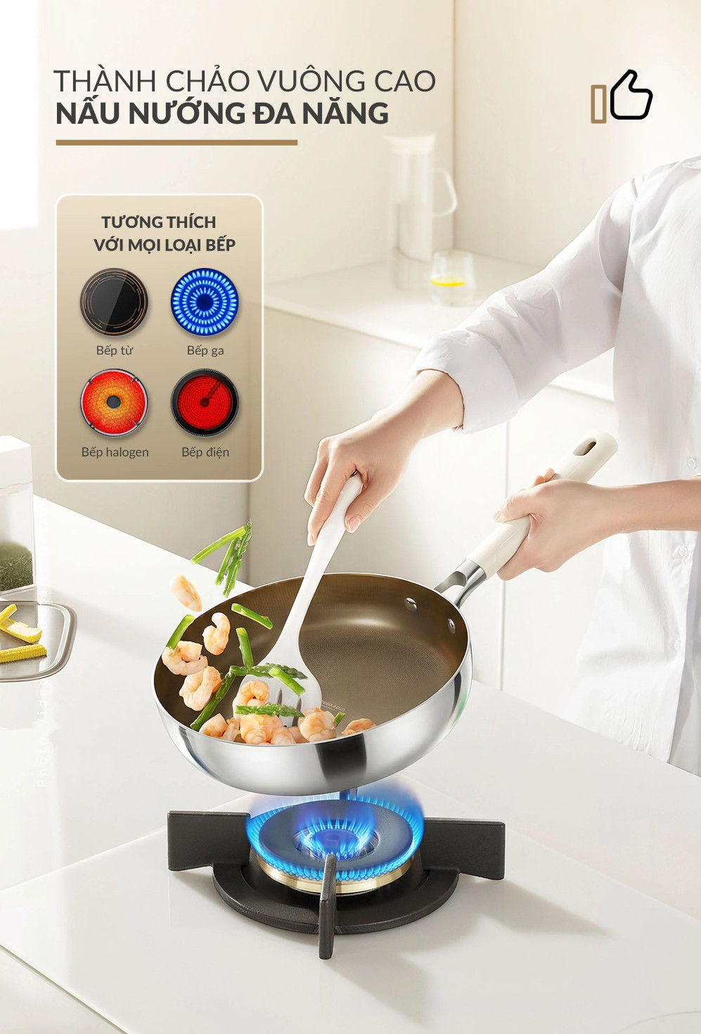 Chảo Titanium Aura Haatz HTA720 Size 20cm, inox 316, Chống Dính Tự Thân, Bền Bỉ, Dùng Cho Mọi Loại Bếp - Hàng Chính Hãng