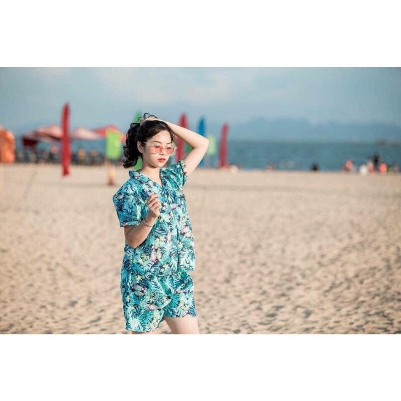 Bộ pijama hoa quả cộc đi biển, mặc nhà bo viền đẹp