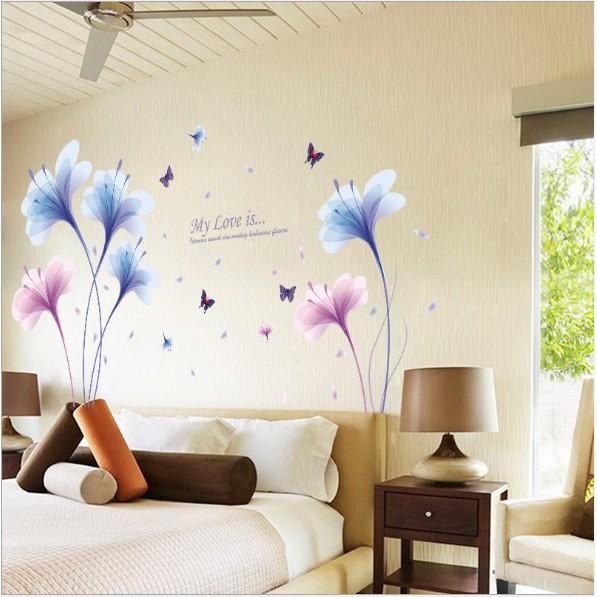 Decal trang trí Hoa Ly Thủy Tinh Xanh