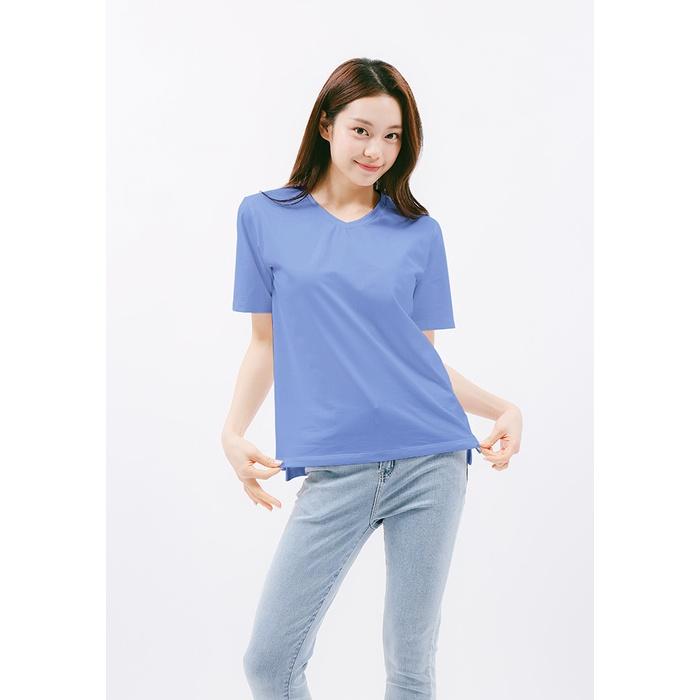 ÁO THUN TRƠN CỔ TIM NỮ - BASIC PLUS V NECK T-SHIRT - LO21162002