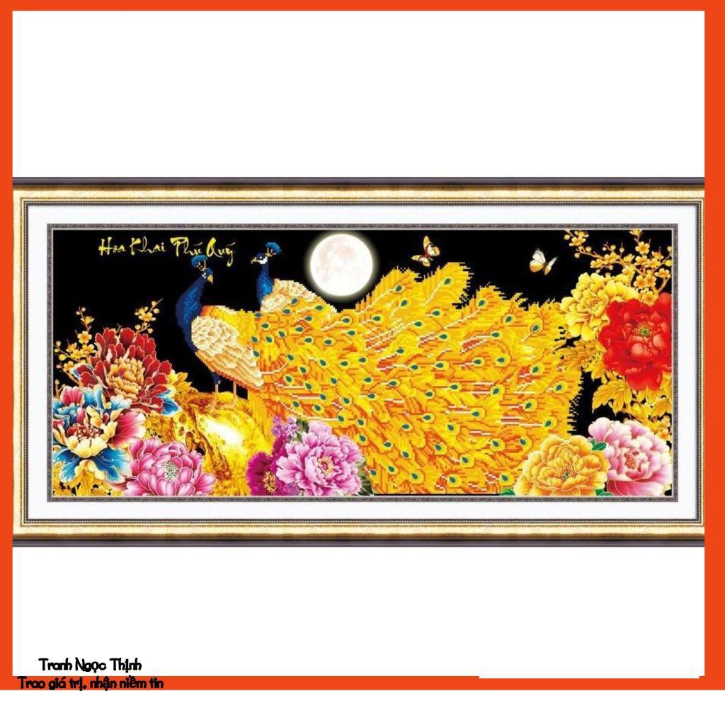Tranh thêu chữ thập cao cấp đôi công kim sắc DLH-88956- 82x40Cm