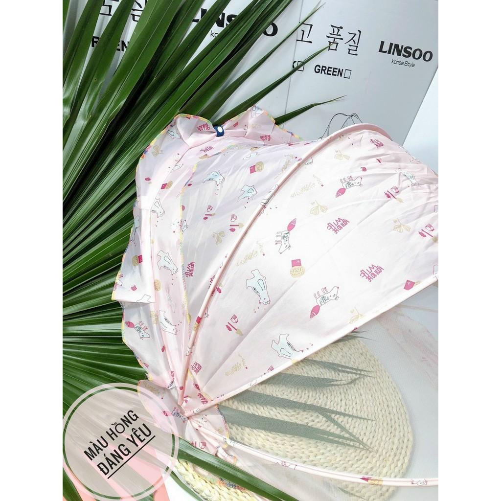 Màn chụp gấp gọn chống muỗi kiểu Hàn Quốc dáng vòm nan quạt siêu tiện lợi dùng cho bé sơ sinh