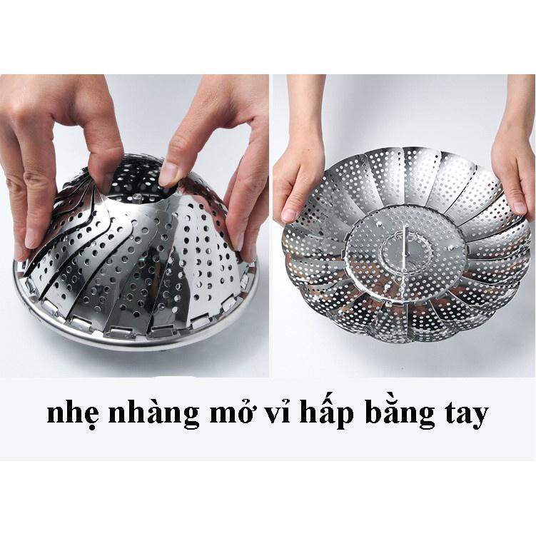 Vỉ hấp inox đa năng xòe cụp tiện lợi