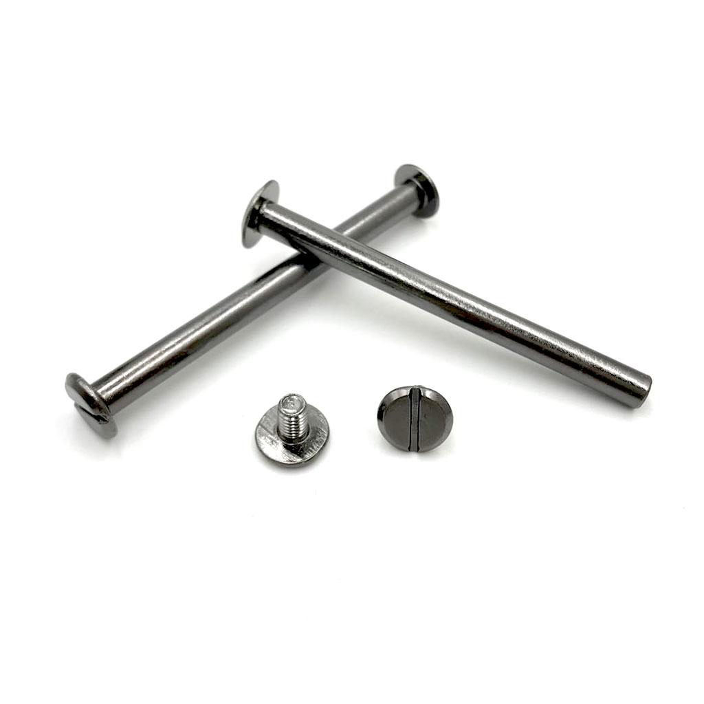 10 Sets Black Chicago Screw Assorted Kit Slotted Head Binding Screws Rivet Assembly Nail Rivet For Book Binding DIY Leather Craft
