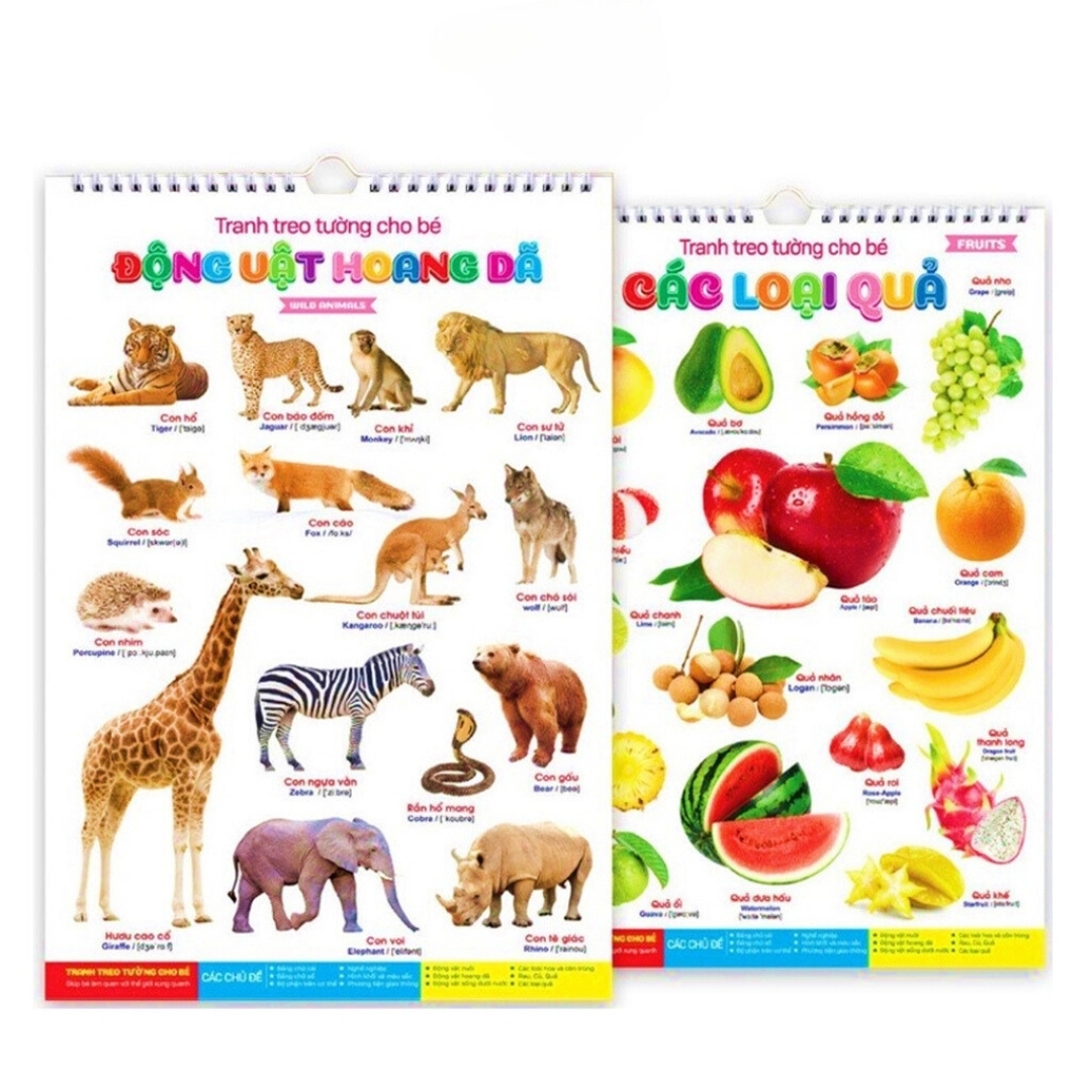 Bộ Tranh Treo Tường Cho Bé (Song Ngữ Anh Việt) - 6 Tờ - KT 40x60 cm