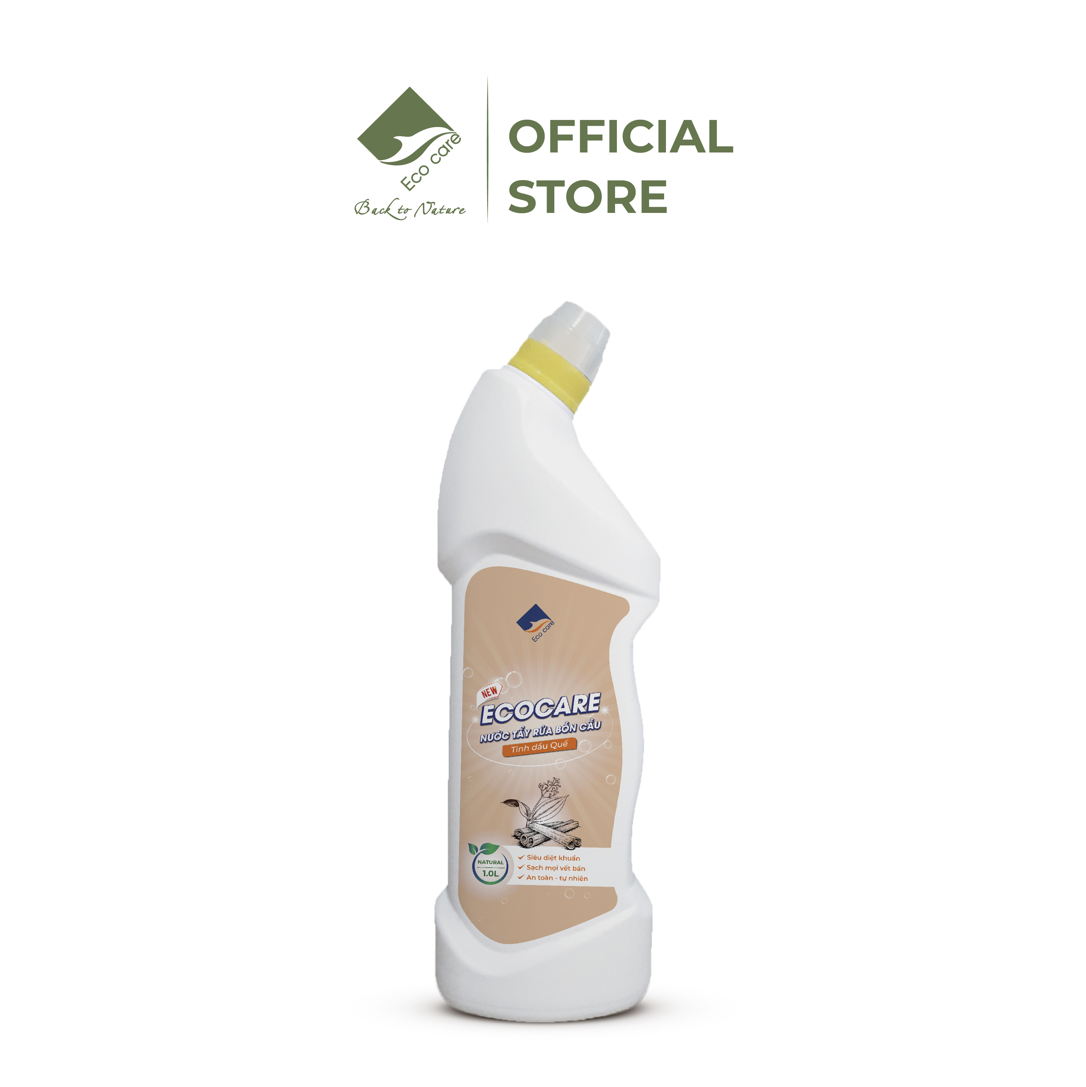 Nước tẩy rửa bồn cầu hữu cơ Ecocare 1L làm sạch, diệt khuẩn, khử mùi hiệu quả với tinh dầu Sả chanh/Quế