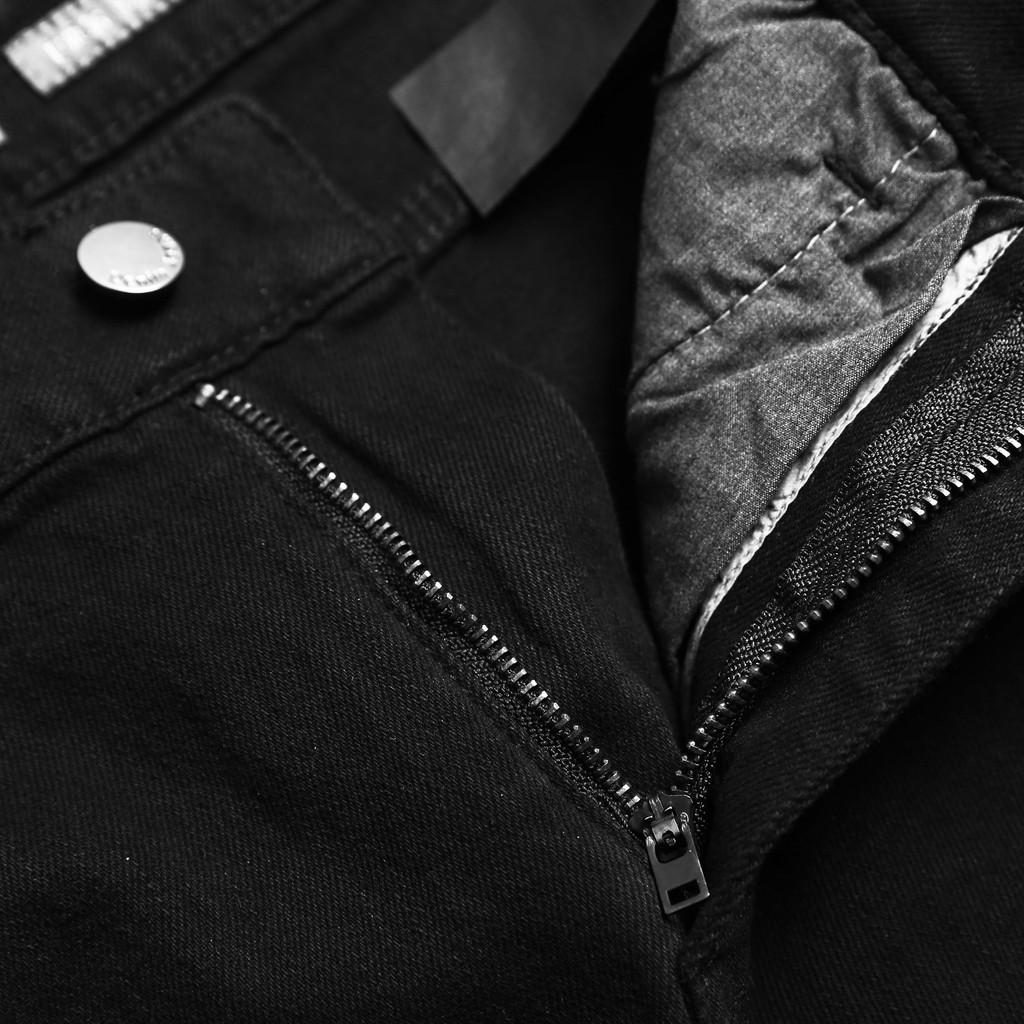 Quần Jeans rách gối Đen nam form slimfit CEFFYLO , chất Jean thun co giãn nhẹ