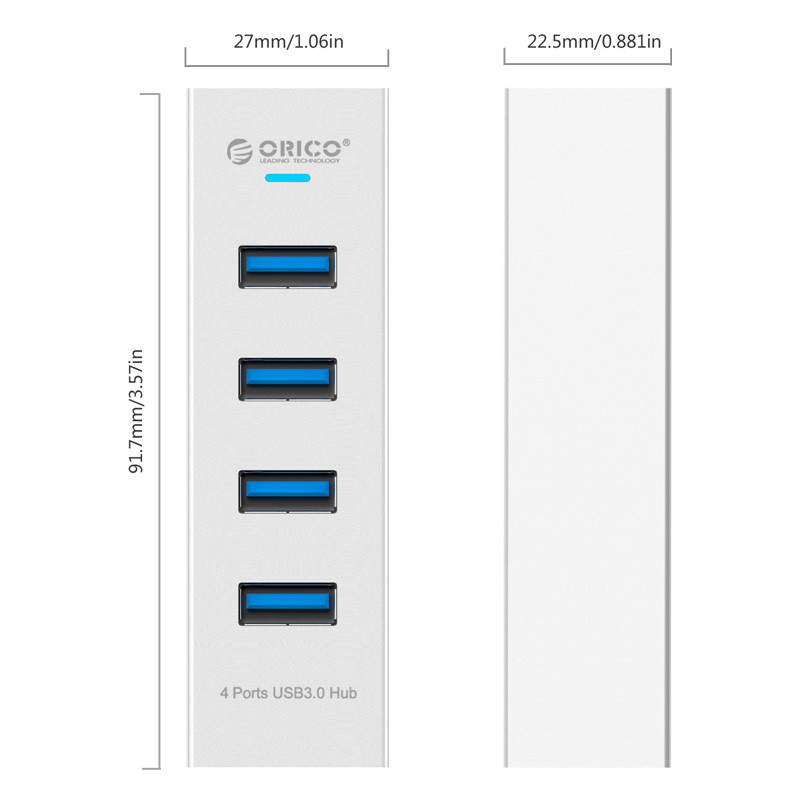 Bộ chia USB HUB 4 cổng USB 3.0 Type C Orico ASH4-U3 - Hàng Chính Hãng