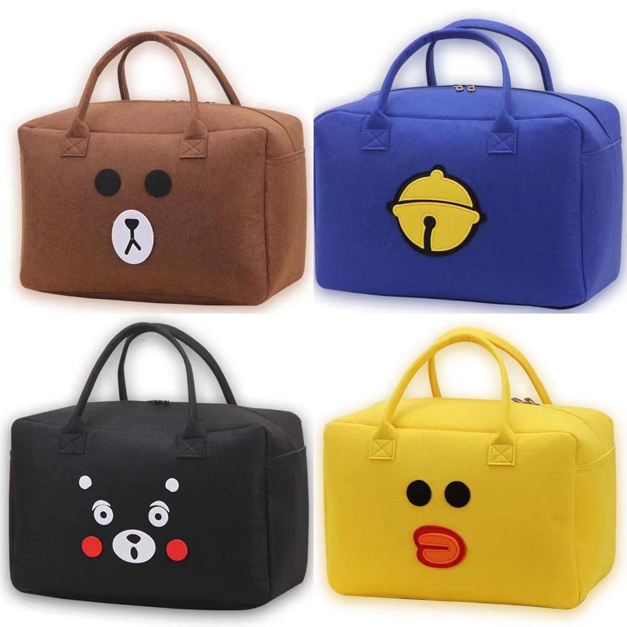 Túi Du Lịch Cỡ Lớn Bằng Vải Nỉ Họa Tiết Hoạt Hình Dễ Thương 38 x18x27cm