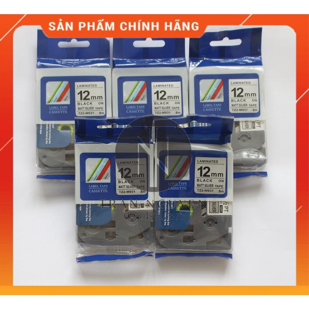 Nhãn In đa lớp Tz2-m931 - Đen nền bạc 12mm x 8m - Hàng nhập khẩu