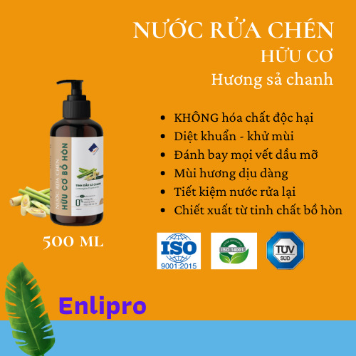 Ecocare - nước rửa chén hữu cơ tinh dầu sả chanh - 500ml