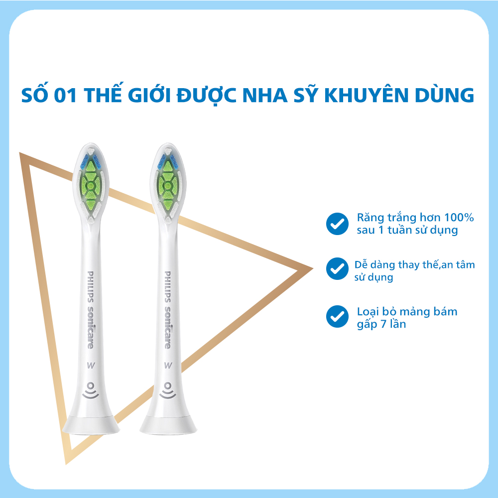 Bộ bàn chải điện Philips sonicare HX3671/23 + 2 đầu bàn chải thay thế HX6062/67 công nghệ sóng âm, bảo hành 2 năm