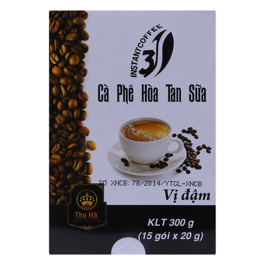 Cà Phê Hòa Tan Sữa Vị Đậm 3 Trong 1 Thu Hà (15 Gói x 20g)