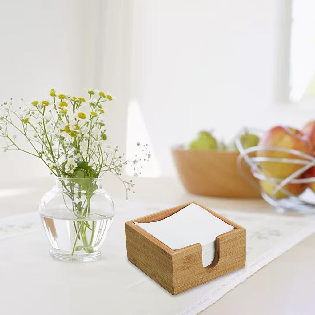 Tabletop Napkin Holder Wooden Storage Tissue Dispenser for Countertop
