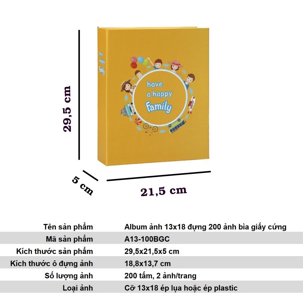 Album ảnh 13x18 đựng 100, 200 ảnh bìa giấy cứng đẹp cute để ảnh cho con, ảnh gia đình, làm quà tặng