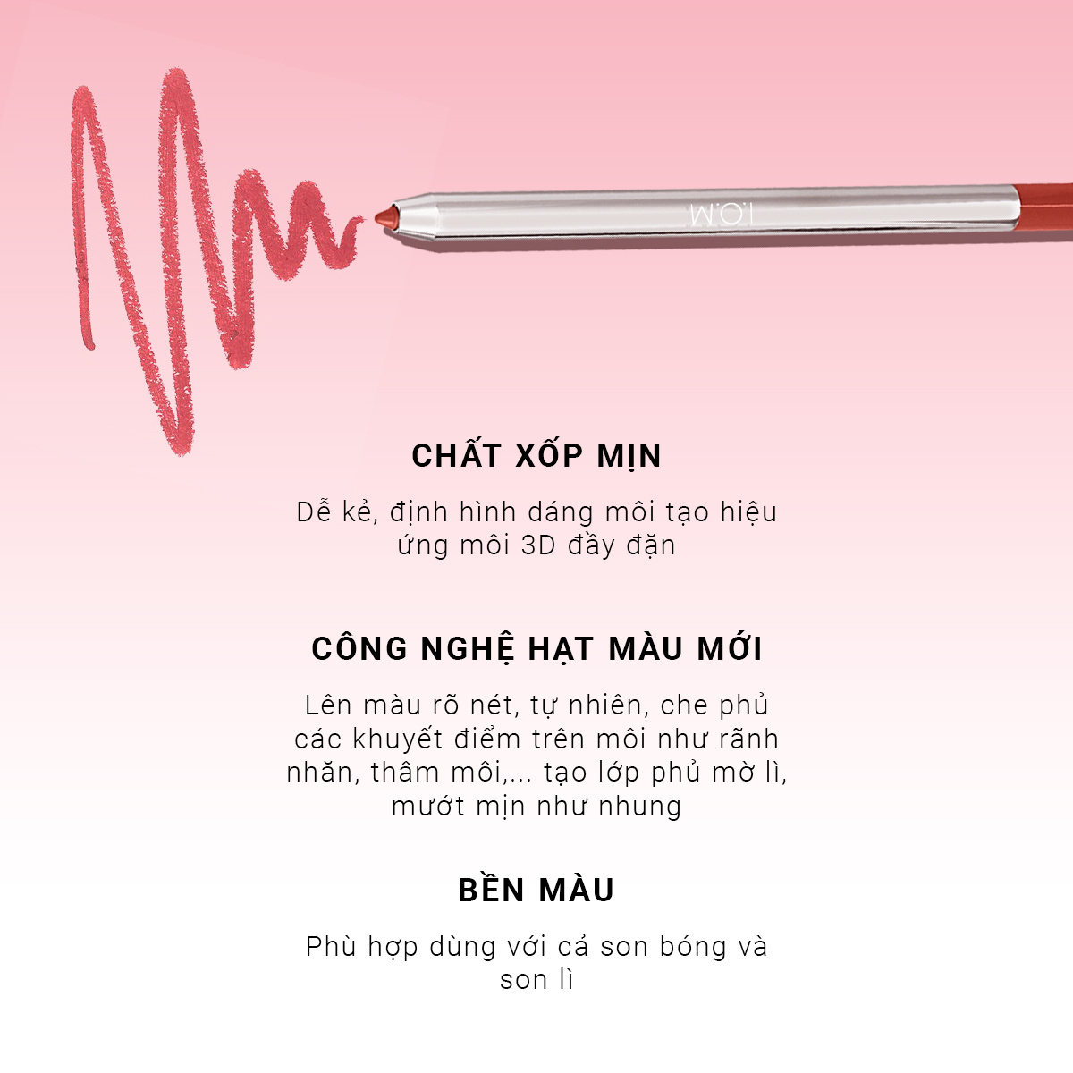 Bộ đôi M.O.I SON TINT LÌ NHẸ MÔI LÂU TRÔI 12H LOLLIPOPS - Matte Lasting Lip Tint - Lollipops và Chì kẻ viền môi đa năng Perfect Shape Lip Liner