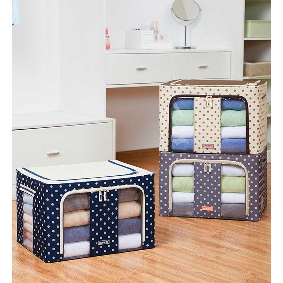 Túi vải đựng quần áo, chăn mền 66L, 100L Cao Cấp khung thép chịu lực - Hộp vải đựng đồ cao cấp đa năng - Hàng chính hãng