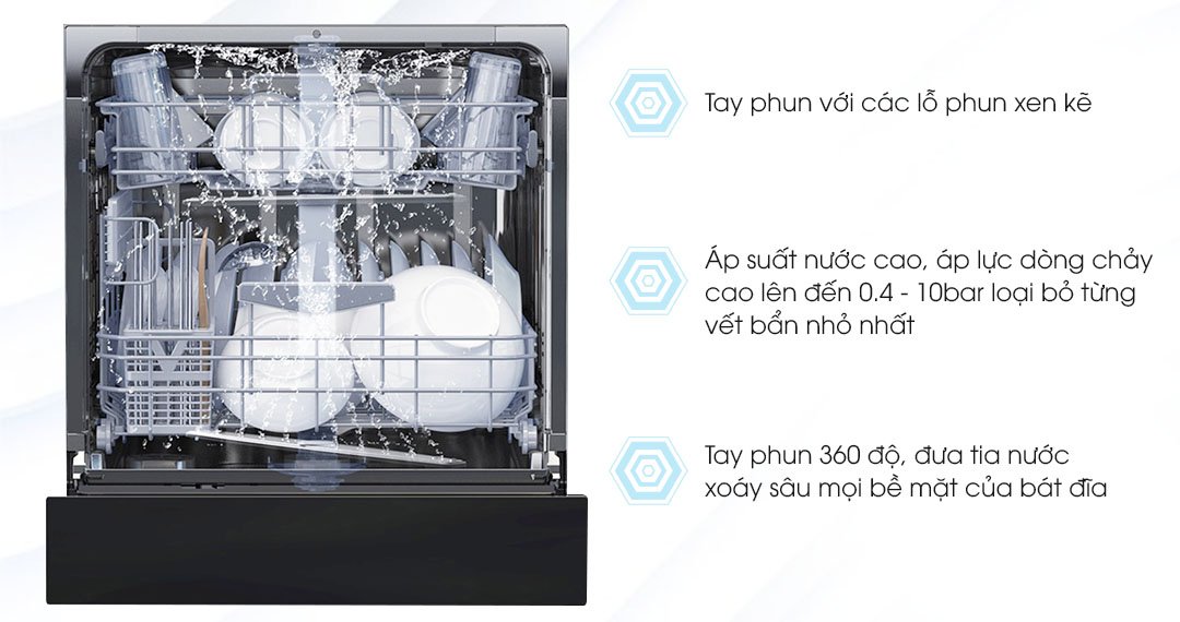 Máy rửa bát gia đình âm tủ 8 bộ FJVN08-S10TB - Hàng Chính Hãng