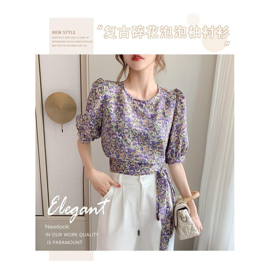 ÁO HOA CROPTOP THẮT NƠ XINH XẮN_CÓ 2 MÀU