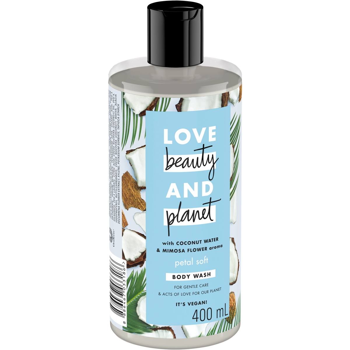 Sữa Tắm Love Beauty &amp; Planet Chăm Sóc Da Từ Thiên Nhiên Mềm Mịn Petal Soft Với 100% Dừa Tươi Organic 400ML