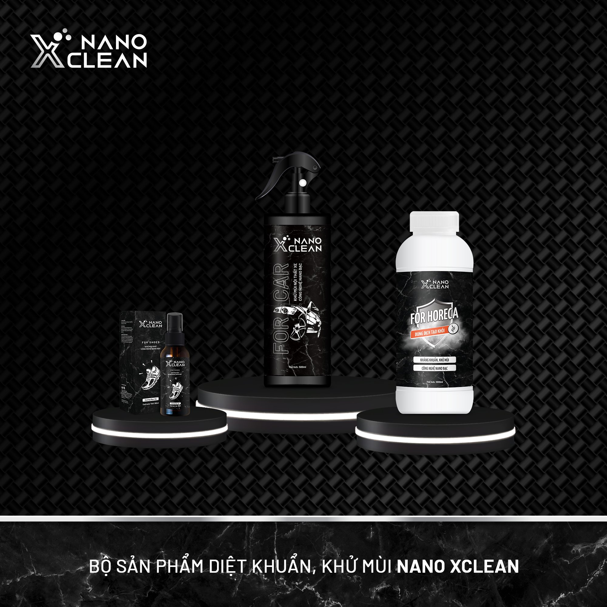 COMBO DIỆT KHUẨN KHỬ MÙI HÔI XE HƠI, Ô TÔ, HÔI GIÀY, HÔI CHÂN, NHÀ HÀNG, KHÁCH SẠN NANO XCLEAN-NANO BẠC AHT CORP (AHTC)