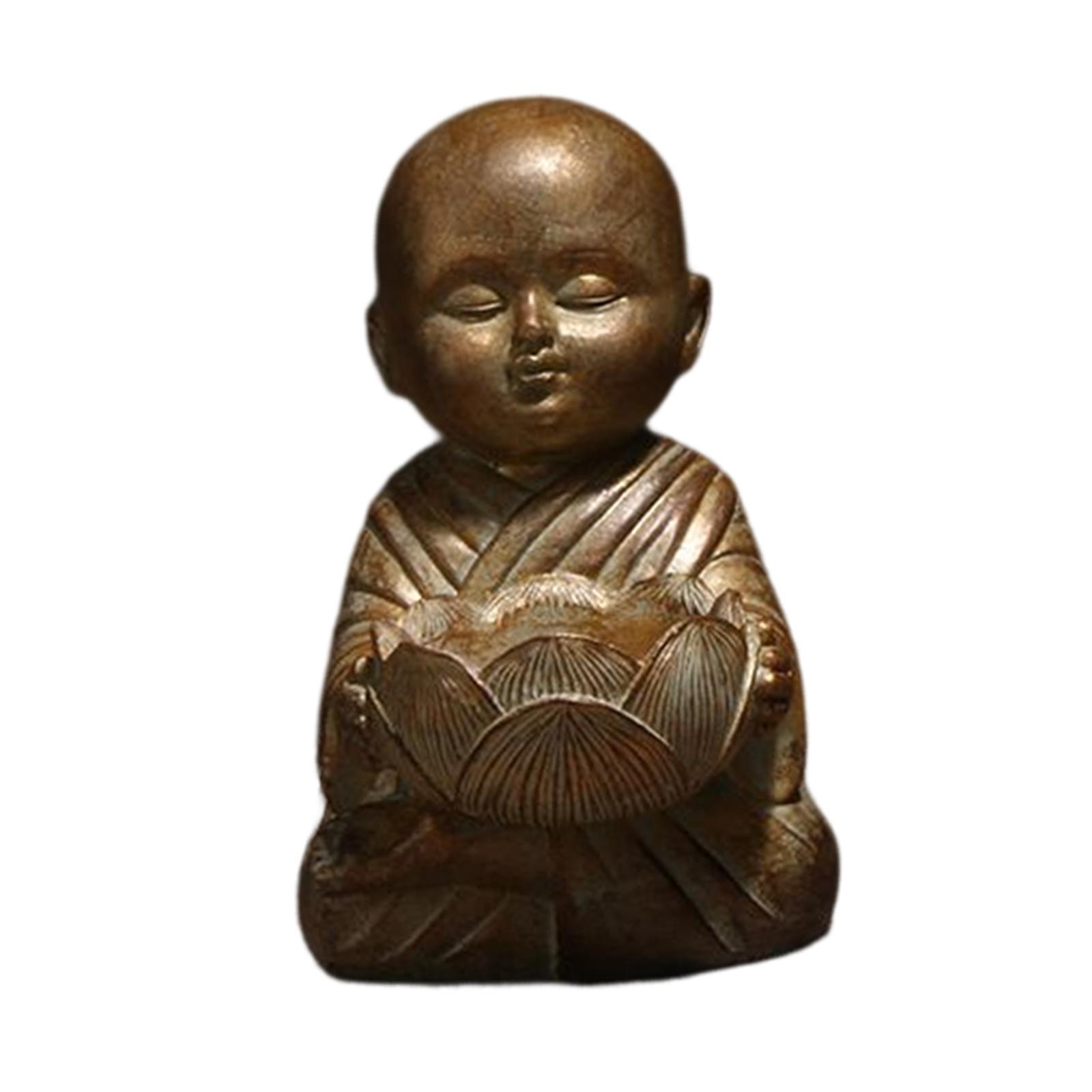 2x Buddha Statue Monk Doll  Sculpture Candleholders Figurines for Home
