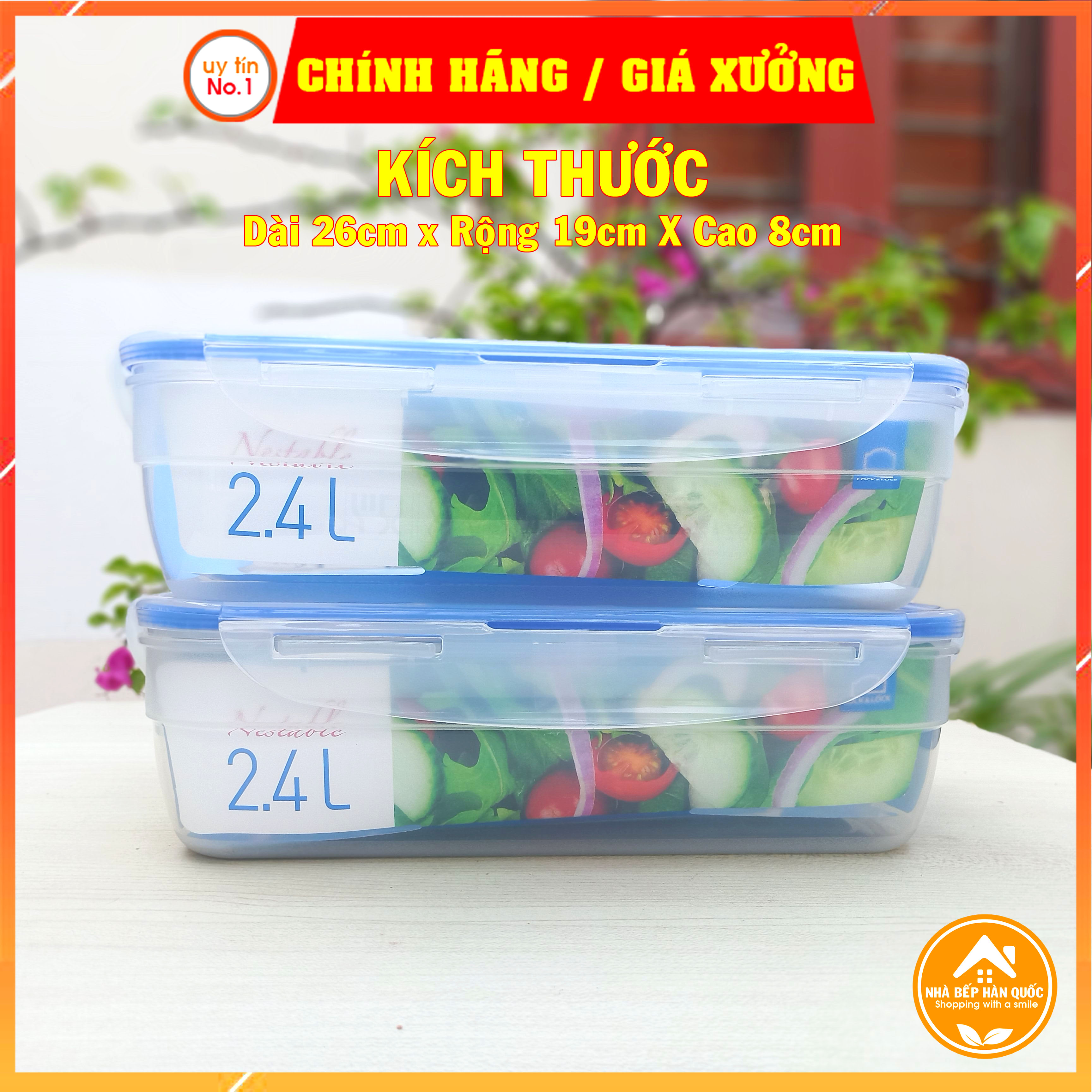 Hộp nhựa đựng thực phẩm Lock&amp;Lock chính hãng HPL341 2400ml