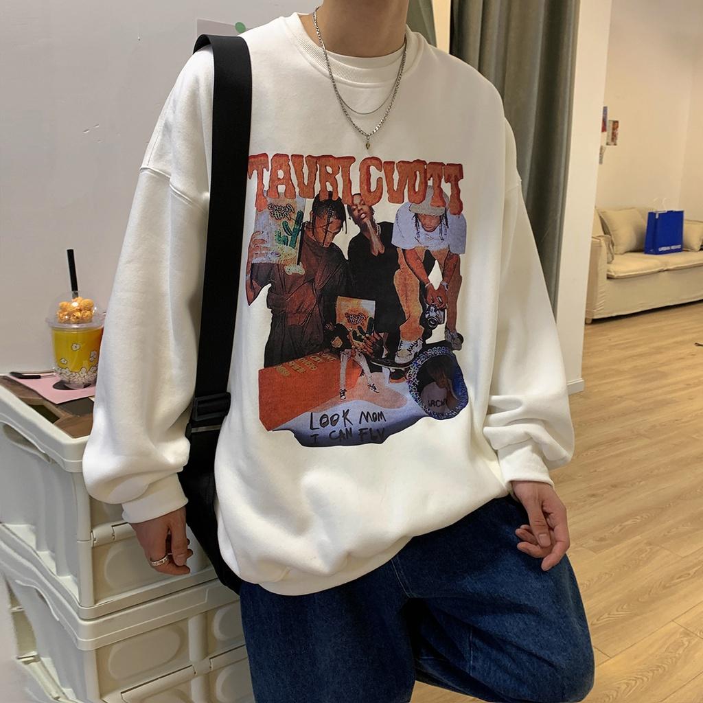 Áo Tay Dài SWEATER TRAVISSCOTT Cổ Tròn vải Nỉ Da Cá Dáng Rộng Phong Cách Hip Hop Âu Mỹ Thời Trang Mùa Thu