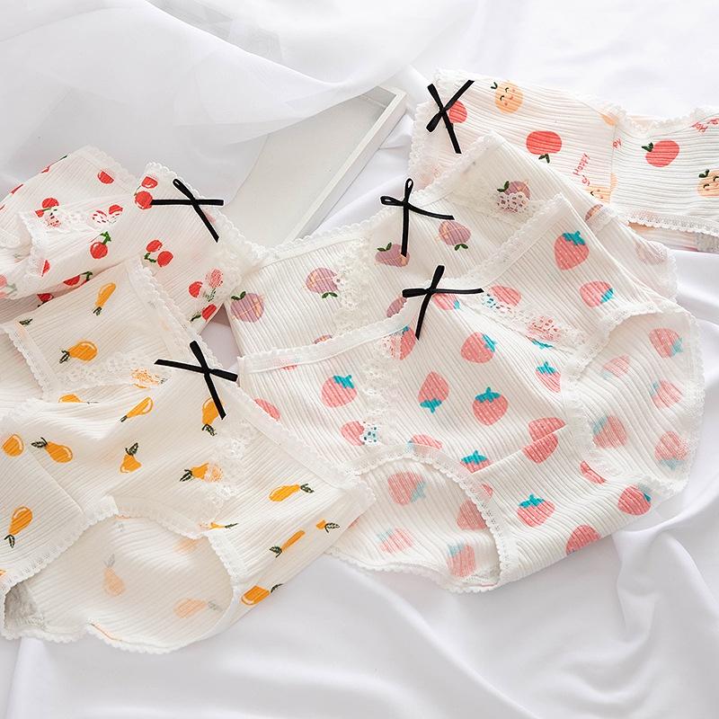 Quần lót nữ cotton kháng khuẩn họa tiết hoa quả dễ thương QLN024