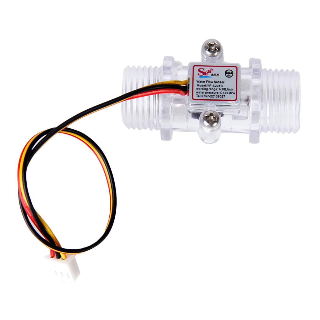 Transparent Water Flow Sensor Flowmeter Hall Flow Sensor Water control 1-30L/min