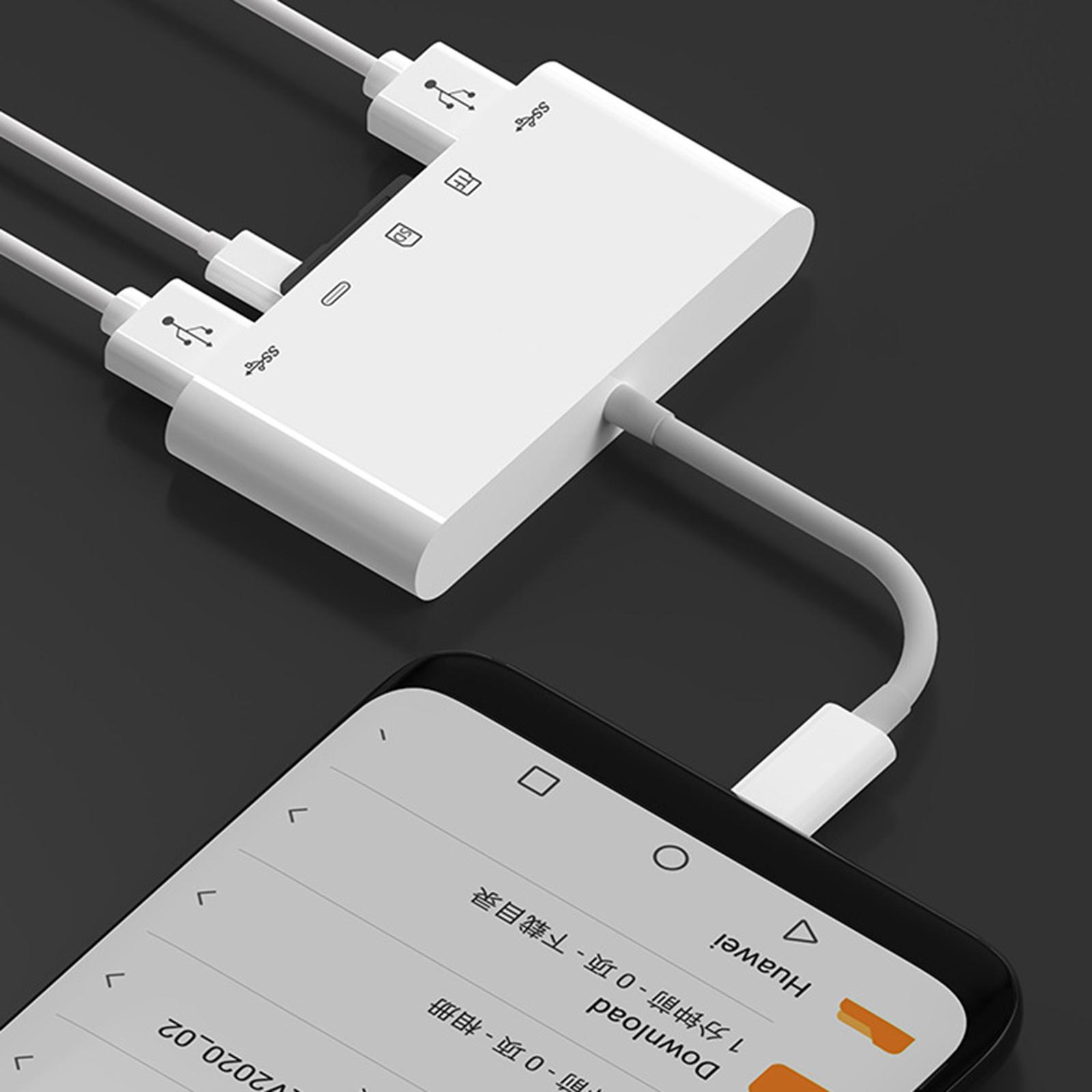 USB C Hub Adapter for Pro, Multi-Ports Dongle with USB C, 5 in 1 USB C Hub, USB C to TF Card Reader 2 USB 3.0 and USB C Port Adapters.
