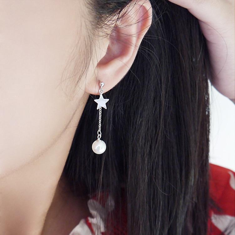 Đôi bông tai nữ tạm giác phối xích mảnh đuôi hạt châu khí chất