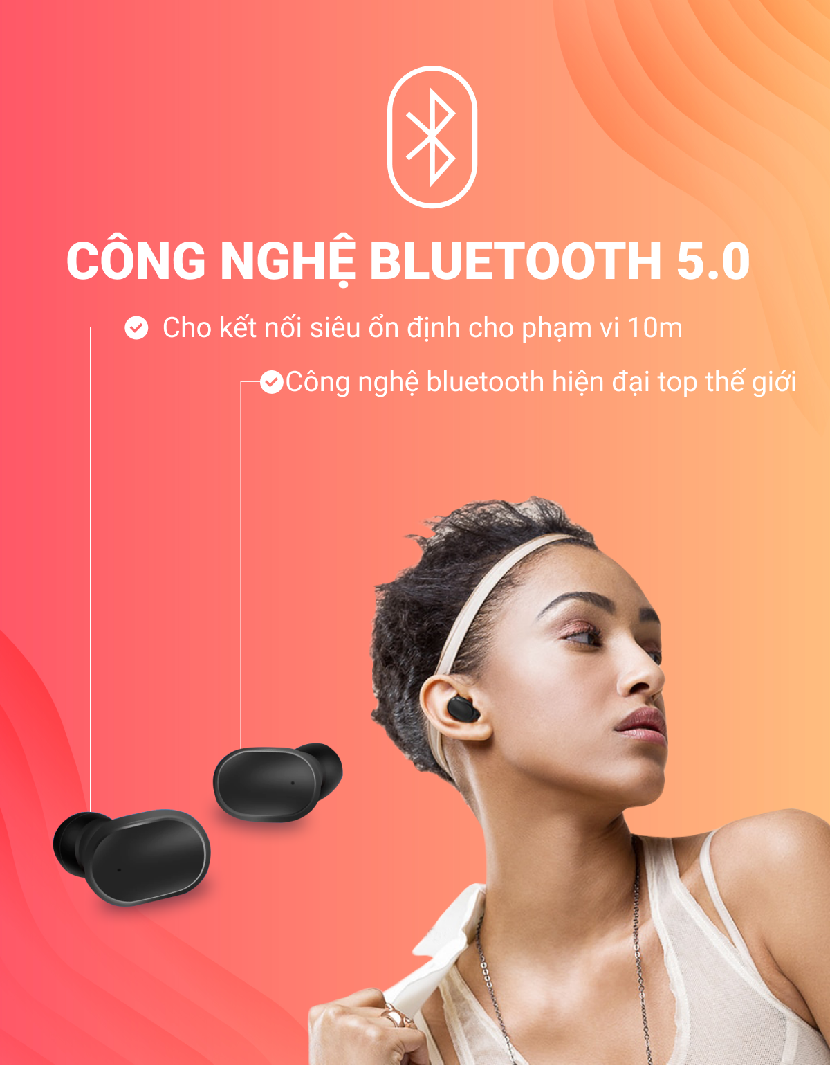 | Xuất Khẩu Mỹ - Nghe 12-15h | - Tai Nghe Bluetooth TWS Không Dây Có Mic  Đàm Thoại - The Deosd TD-A200S C2-X3S - Hàng Chính Hãng