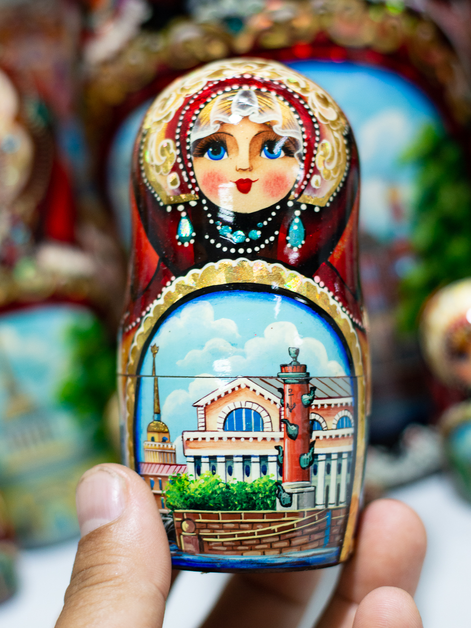 BỘ BÚP BÊ NGA MATRYOSHKA 10 LỚP CAO 26CM CAO CẤP HOA VĂN "PHONG CẢNH SAINT PETERSBURG" CỰC ĐẸP VÀ SANG TRỌNG
