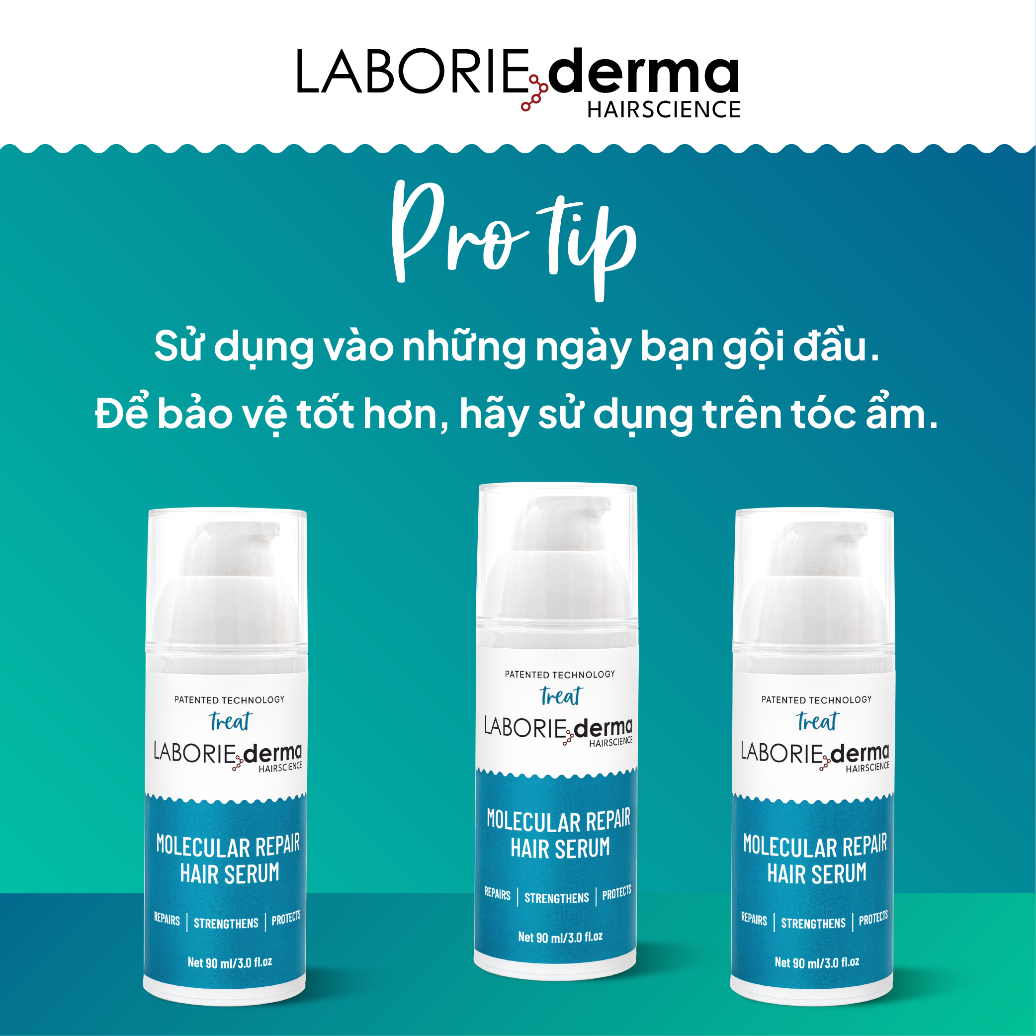 Serum dưỡng giúp phục hồi tóc LABORIE derma Molecular Repair Hair Serum 90ml