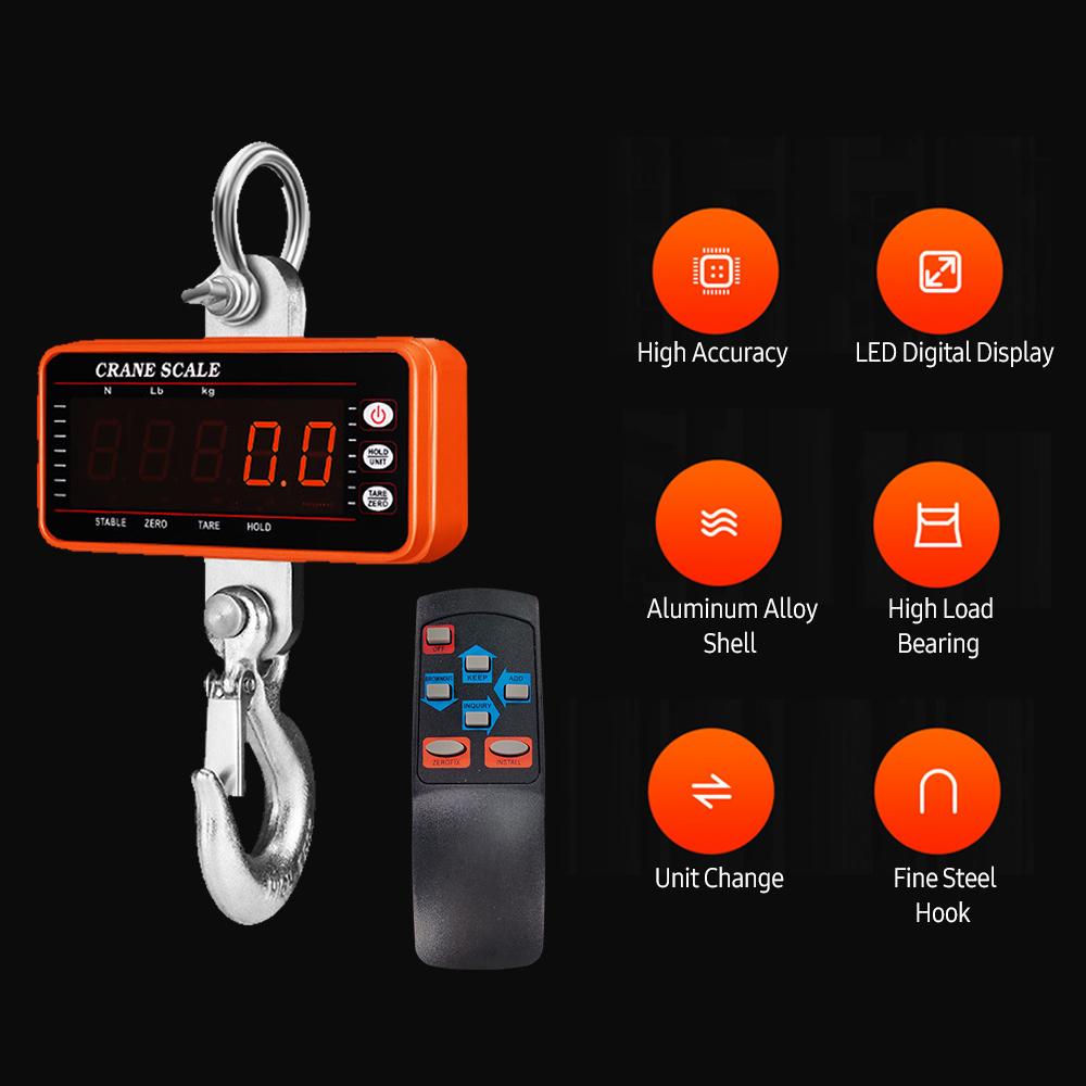 1500kg/ 3306lbs Digital Hanging Scale with 65ft Remote Control Portable Heavy Duty Crane Scale Dimmable LED Industrial Hook Scales Unit Change/ Data Hold/ Tare/ Zero for Construction Site Travel Market Fishing Outdoor Work