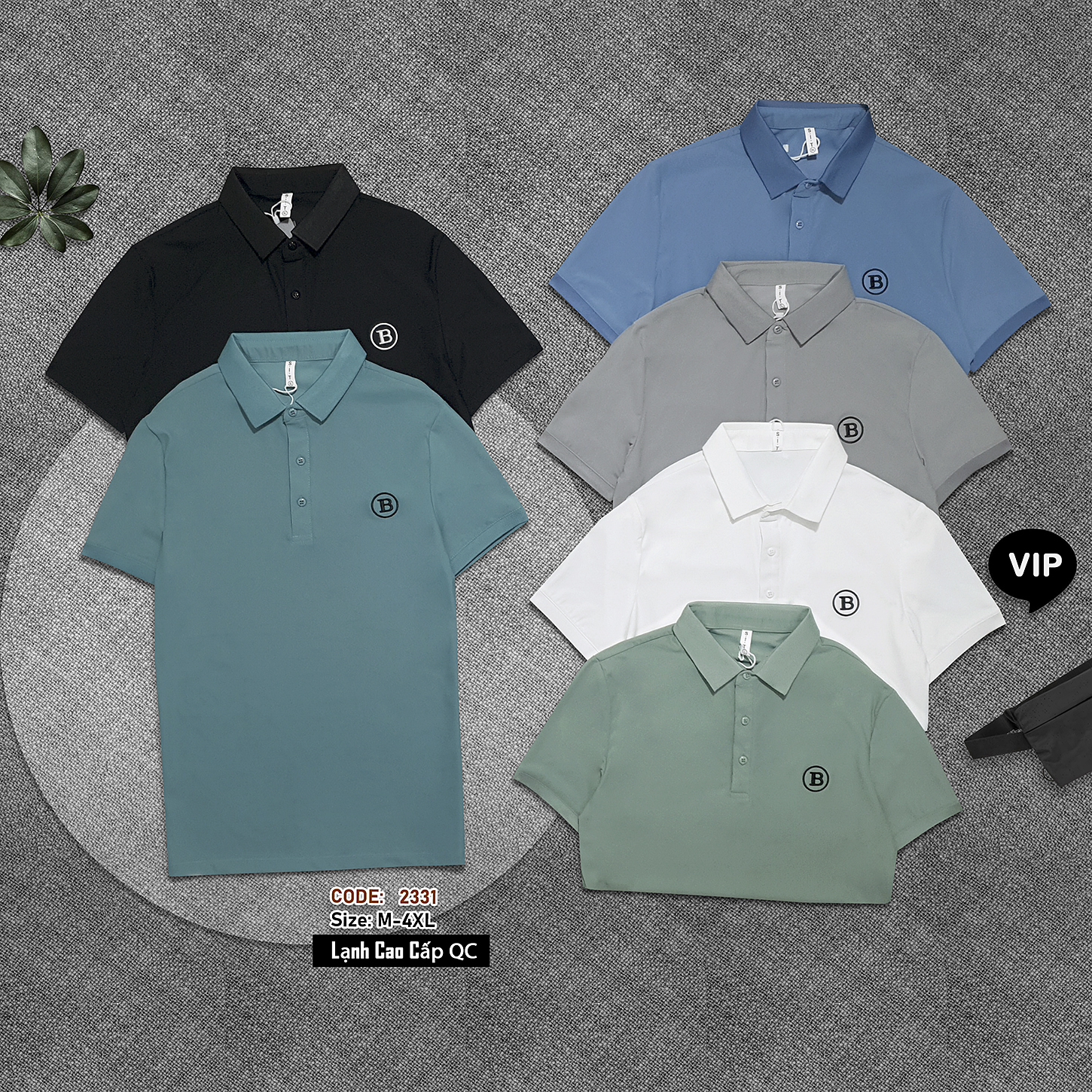 2331 - Áo Polo nam tay ngắn, Áo cổ trụ nam thun lạnh cao cấp, hàng Xưởng may Vinh Thiện Phát, sỉ từ 10 cái