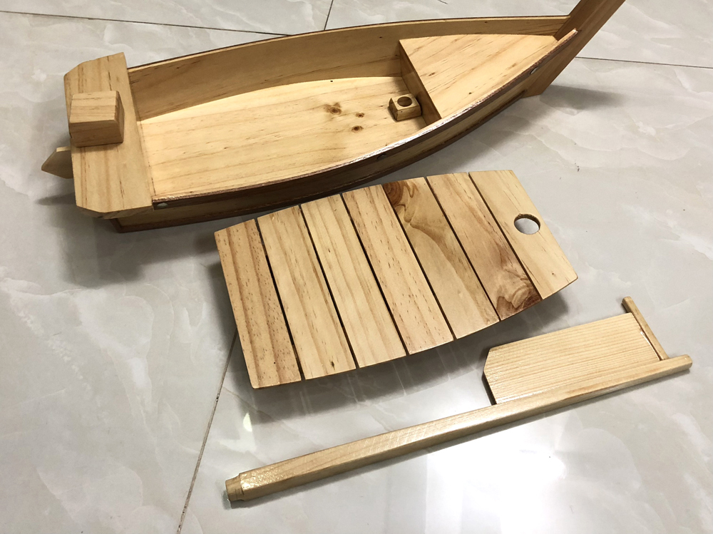 Khay gỗ đựng sushi sashimi - khay thuyền gỗ sushi thuyền để setup lẩu - Gỗ thông