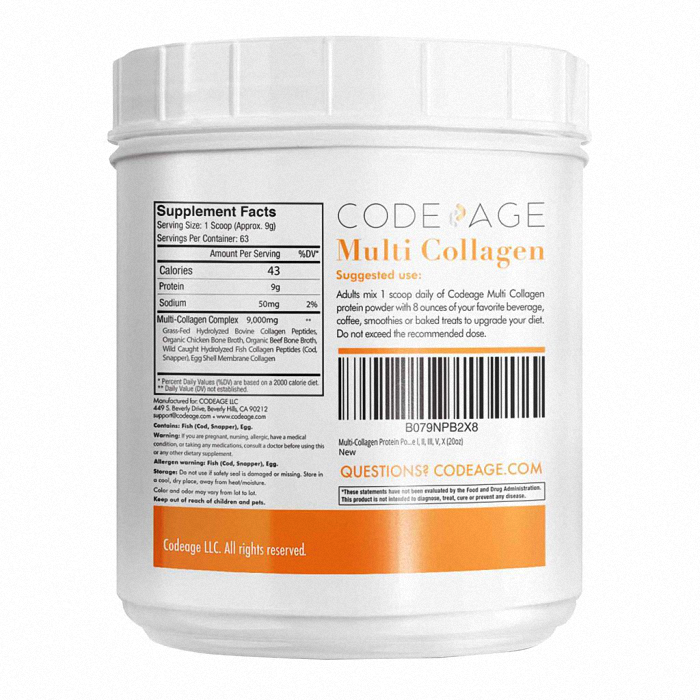 Hình ảnh Bột Uống Bổ Sung Collagen Codeage Giúp Trẻ Hóa Da Toàn Diện Codeage Multi Collagen Peptides Powder 567g
