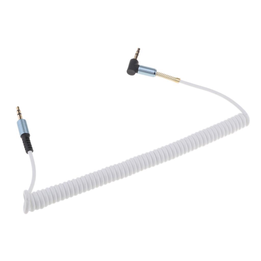 3.5mm M to M Aux Cable Cord L-Shaped Right Angle Audio Headphone White