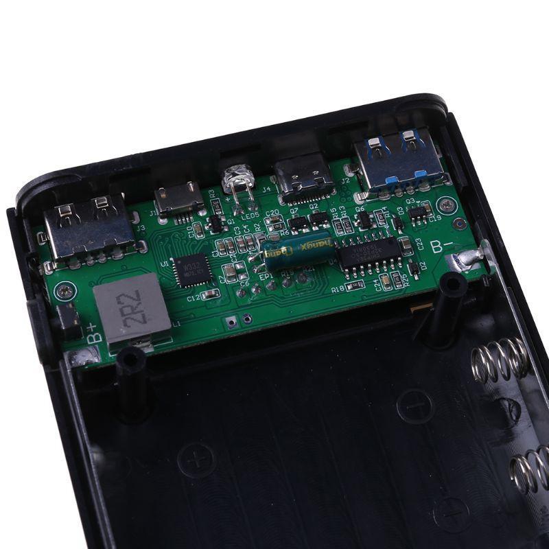 Cục Sạc Dự Phòng QC3.0 4 Pin 18650 Có Đèn led Cổng USB Loại C PD DIY