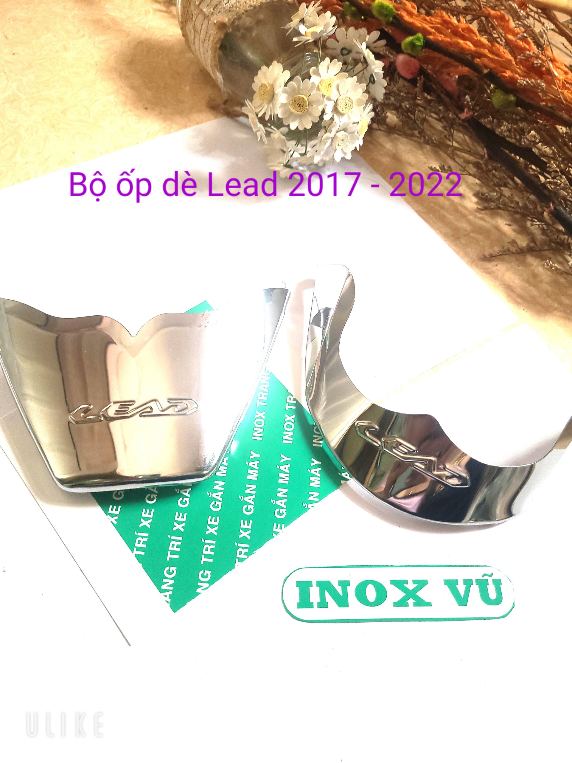 Combo Bộ ốp dè INOX xe Lead sản xuất năm 2017 đến 2023 + 1 tem logo HONDAA giá 1 cặp tại xưởng INOX Vũ